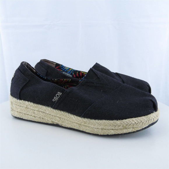 Bobs By Skechers Women Flat‎ Shoes Black Fabric Slip On Size 8 Medium (B, M) - Picture 4 of 10